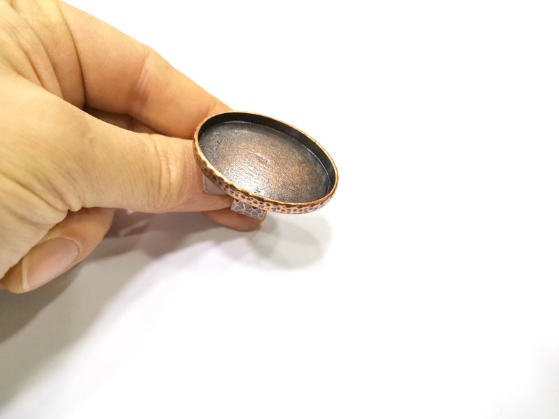 Copper Ring Blank Setting Cabochon Base inlay Ring Backs Mounting Adjustable Ring Base Bezel (40x30mm blank) Antique Copper Plated G16862