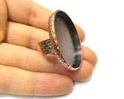 Copper Ring Blank Setting Cabochon Base inlay Ring Backs Mounting Adjustable Ring Base Bezel (40x30mm blank) Antique Copper Plated G16862