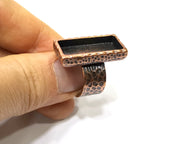 Copper Ring Blank Setting Cabochon Base inlay Ring Backs Mounting Adjustable Ring Base Bezel (25x10mm blank) Antique Copper Plated G16863