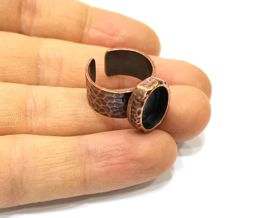 Copper Ring Blank Setting Cabochon Base inlay Ring Backs Mounting Adjustable Ring Base Bezel (14x10mm blank) Antique Copper Plated G16864