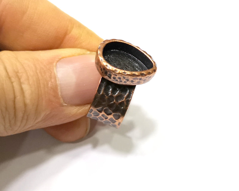Copper Ring Blank Setting Cabochon Base inlay Ring Backs Mounting Adjustable Ring Base Bezel (14x10mm blank) Antique Copper Plated G16873