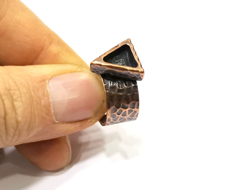 Copper Ring Blank Setting Cabochon Base inlay Ring Backs Mounting Adjustable Ring Base Bezel (9x8mm blank) Antique Copper Plated G16874