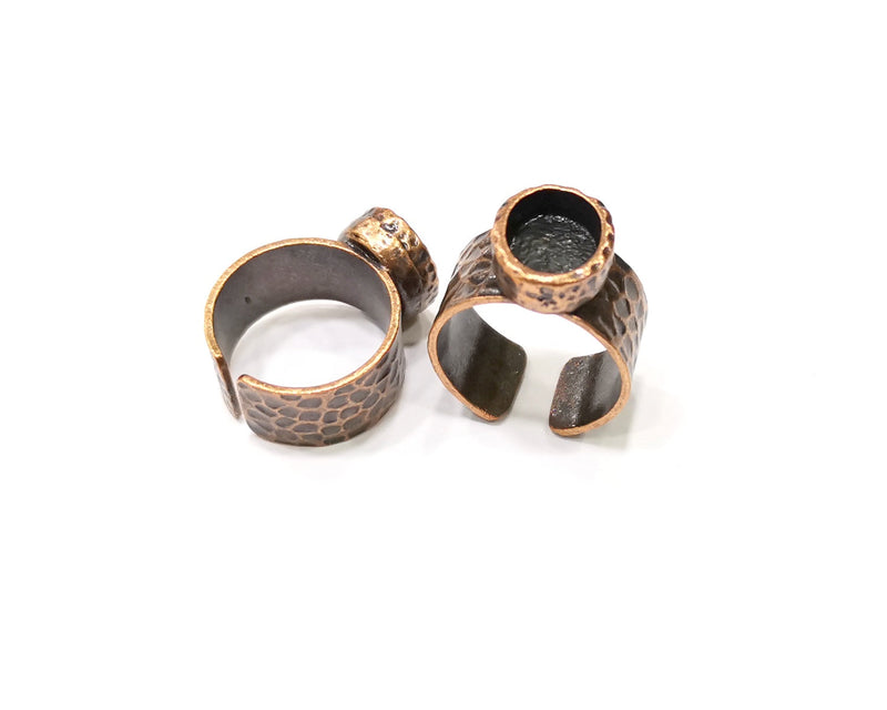 Copper Ring Blank Setting Cabochon Base inlay Ring Backs Mounting Adjustable Ring Base Bezel (10x8mm blank) Antique Copper Plated G16875
