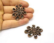 2 Flower Charm Antique Copper Charm (44x37mm) G16882