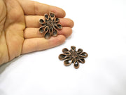 2 Flower Charm Antique Copper Charm (44x37mm) G16882