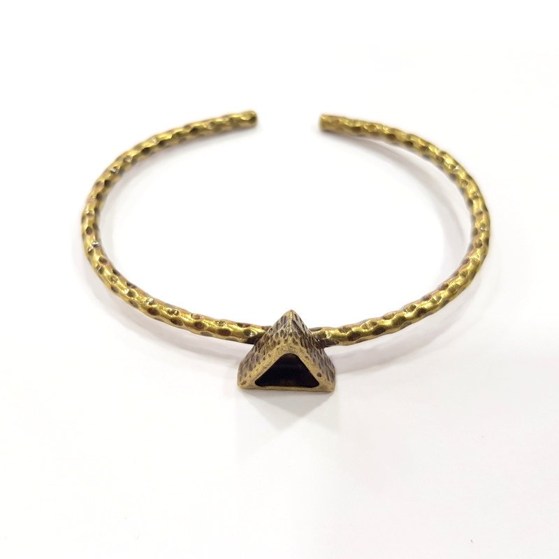 Bracelet Blank Cuff Bezel Resin Bangle inlay Blank Glass Cabochon Base Bezel Hammered Adjustable Antique Bronze Bracelet (9x8mm ) G16006