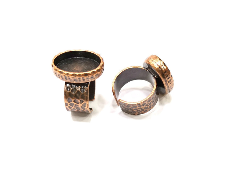 Copper Ring Blank Setting Cabochon Base inlay Ring Backs Mounting Adjustable Ring Base Bezel (18x13mm blank) Antique Copper Plated G16887