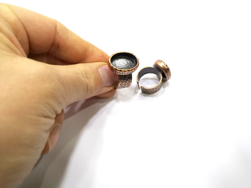 Copper Ring Blank Setting Cabochon Base inlay Ring Backs Mounting Adjustable Ring Base Bezel (18x13mm blank) Antique Copper Plated G16887