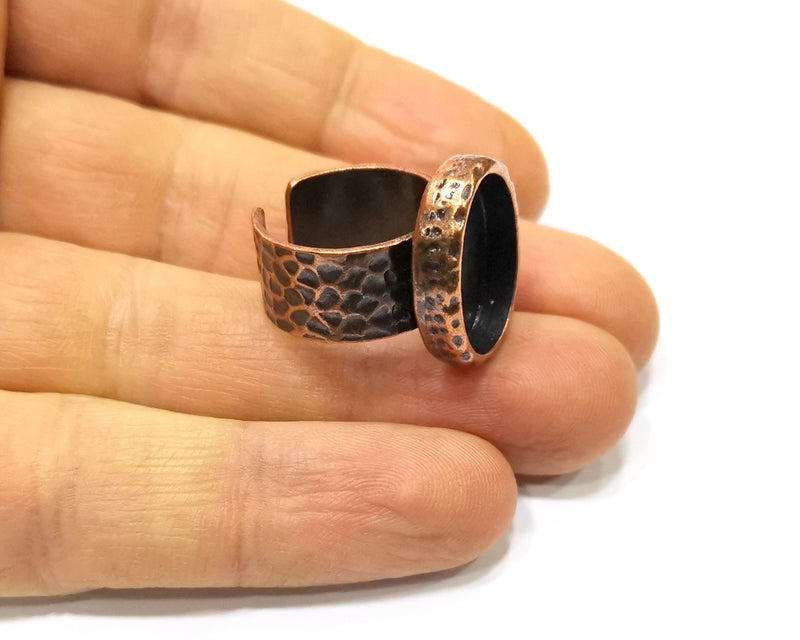 Copper Ring Blank Setting Cabochon Base inlay Ring Backs Mounting Adjustable Ring Base Bezel (18x13mm blank) Antique Copper Plated G16887