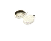 4 Silver Hammered Base Blank inlay Blank Pendant Base Resin Blank Mosaic Mountings Antique Silver Plated Metal (14x10mm blank )  G16889