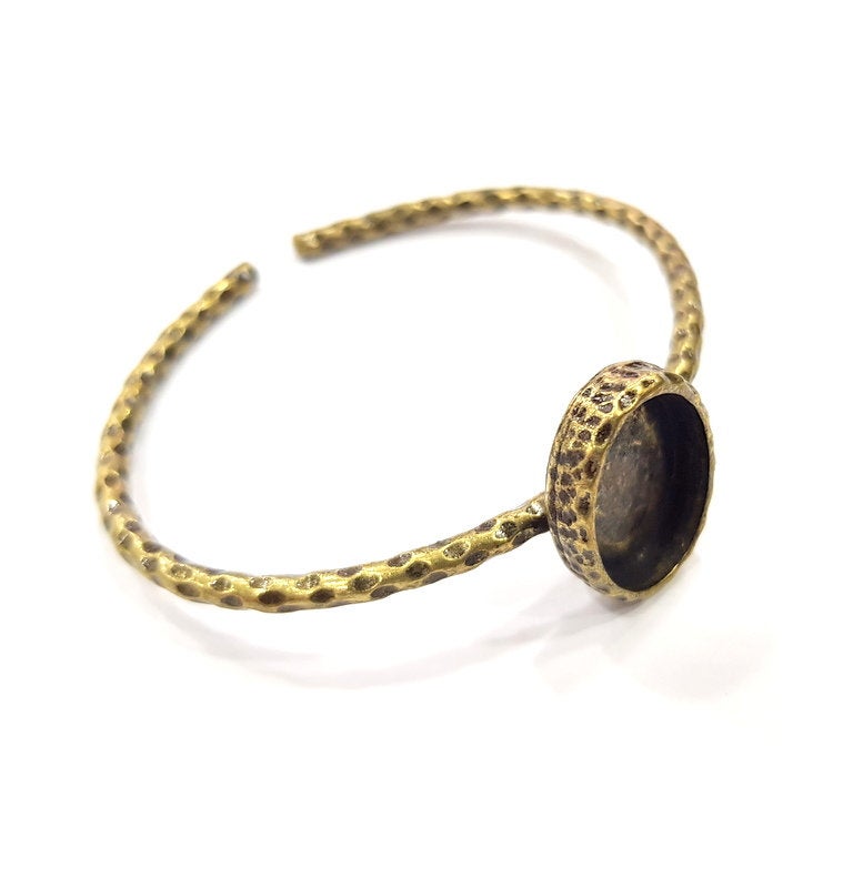 Bracelet Blank Cuff Bezel Resin Bangle inlay Blank Glass Cabochon Base Bezel Hammered Adjustable Antique Bronze Bracelet (18x13mm ) G21701
