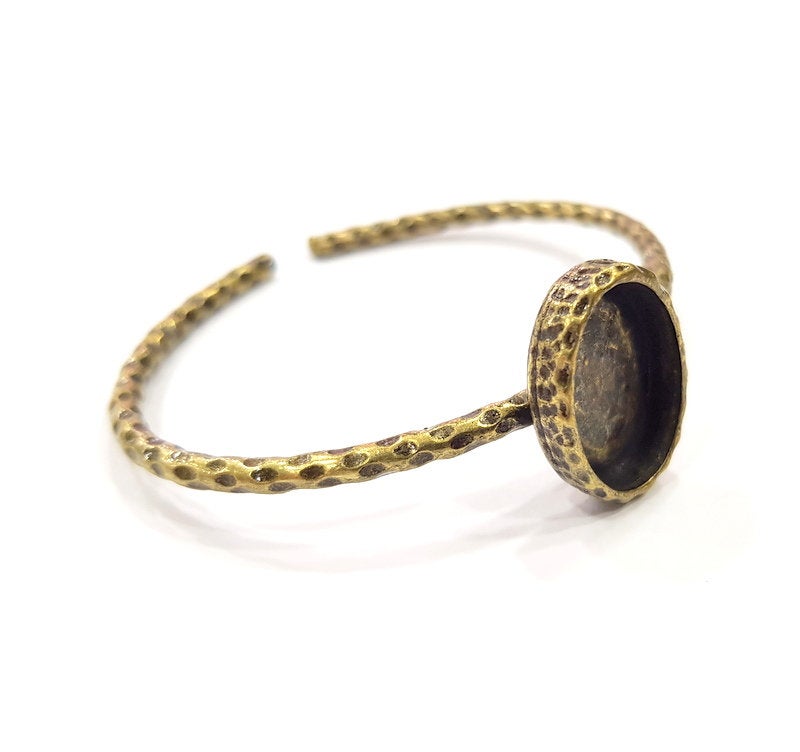 Bracelet Blank Cuff Bezel Resin Bangle inlay Blank Glass Cabochon Base Bezel Hammered Adjustable Antique Bronze Bracelet (18x13mm ) G21701