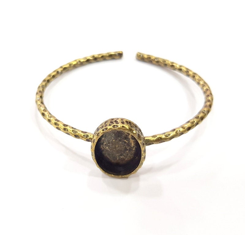 Bracelet Blank Cuff Bezel Resin Bangle inlay Blank Glass Cabochon Base Bezel Hammered Adjustable Antique Bronze Bracelet (18x13mm ) G21701