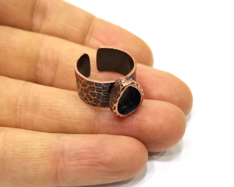 Copper Ring Blank Setting Cabochon Base inlay Ring Backs Mounting Adjustable Ring Base Bezel (10x8mm blank) Antique Copper Plated G16892