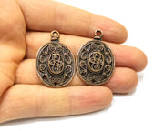 2 Copper Charm Connector Antique Copper Charm (37x25mm) G16899