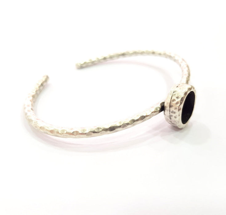 Bracelet Blank Cuff Bezel Resin Bangle inlay Blank Glass Cabochon Base Bezel Hammered Adjustable Antique Silver Bracelet (10x8mm ) G16016