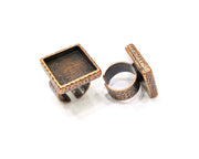 Copper Ring Blank Setting Hammered Cabochon Base inlay Ring Backs Mounting Adjustable Ring Base Bezel (20x20mm) Antique Copper Plated G16902