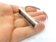 Bracelet Blank Cuff Bezel Resin Bangle inlay Blank Glass Cabochon Base Bezel Hammered Adjustable Antique Silver Bracelet (50x10mm ) G16017