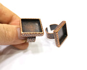 Copper Ring Blank Setting Hammered Cabochon Base inlay Ring Backs Mounting Adjustable Ring Base Bezel (20x20mm) Antique Copper Plated G16902