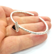 Bracelet Blank Cuff Bezel Resin Bangle inlay Blank Glass Cabochon Base Bezel Hammered Adjustable Antique Silver Bracelet (6mm ) G16019