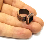 Copper Ring Blank Setting Hammered Cabochon Base inlay Ring Backs Mounting Adjustable Ring Base Bezel (10x10mm) Antique Copper Plated G16905