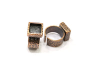 Copper Ring Blank Setting Hammered Cabochon Base inlay Ring Backs Mounting Adjustable Ring Base Bezel (10x10mm) Antique Copper Plated G16905