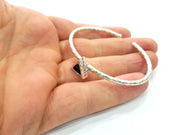 Bracelet Blank Cuff Bezel Resin Bangle inlay Blank Glass Cabochon Base Bezel Hammered Adjustable Antique Silver Bracelet (6mm ) G16019