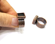 Copper Ring Blank Setting Hammered Cabochon Base inlay Ring Backs Mounting Adjustable Ring Base Bezel (10x10mm) Antique Copper Plated G16905