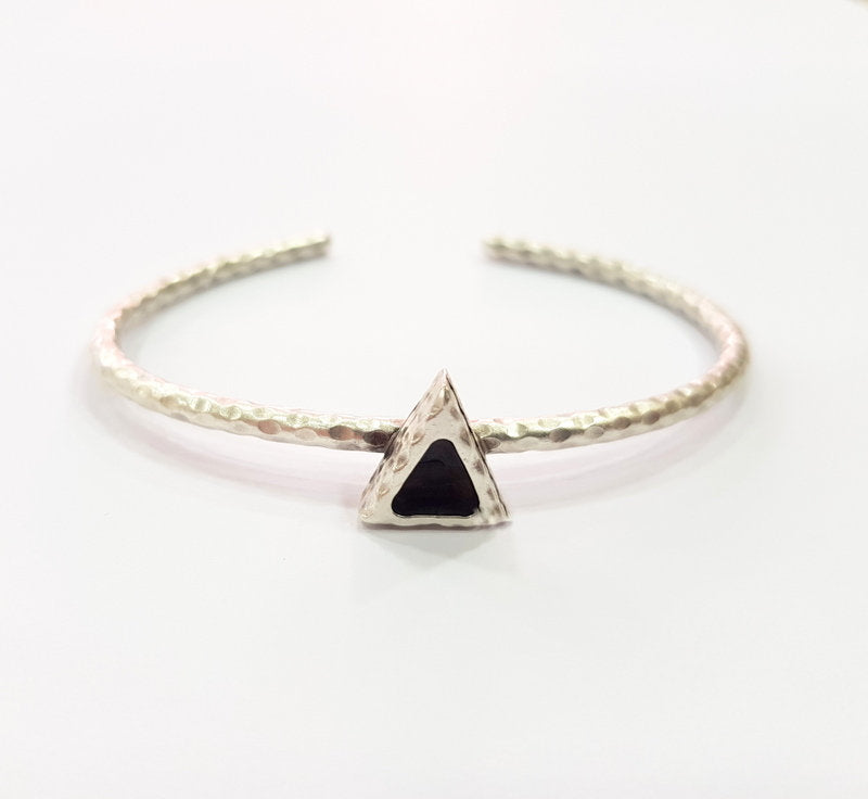Bracelet Blank Cuff Bezel Resin Bangle inlay Blank Glass Cabochon Base Bezel Hammered Adjustable Antique Silver Bracelet (6mm ) G16019