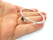 Bracelet Blank Cuff Bezel Resin Bangle inlay Blank Glass Cabochon Base Bezel Hammered Adjustable Antique Silver Bracelet (6mm ) G16019