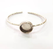 Bracelet Blank Resin Bangle Dry Flower inlay Blank Cuff Bezel Glass Cabochon Base Hammered Adjustable Antique Silver Bracelet (16mm ) G16020