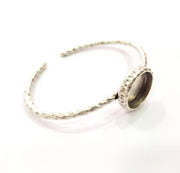 Bracelet Blank Resin Bangle Dry Flower inlay Blank Cuff Bezel Glass Cabochon Base Hammered Adjustable Antique Silver Bracelet (16mm ) G16020
