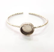 Bracelet Blank Resin Bangle Dry Flower inlay Blank Cuff Bezel Glass Cabochon Base Hammered Adjustable Antique Silver Bracelet (16mm ) G16020