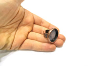Copper Ring Blank Setting Hammered Cabochon Base inlay Ring Backs Mounting Adjustable Ring Base Bezel (25mm) Antique Copper Plated G16909