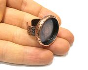 Copper Ring Blank Setting Hammered Cabochon Base inlay Ring Backs Mounting Adjustable Ring Base Bezel (25mm) Antique Copper Plated G16909