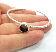 Bracelet Blank Cuff Bezel Resin Bangle inlay Blank Glass Cabochon Base Bezel Hammered Adjustable Antique Silver Bracelet (10mm ) G16024