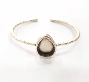 Bracelet Blank Cuff Bezel Resin Bangle inlay Blank Glass Cabochon Base Bezel Hammered Adjustable Antique Silver Bracelet (18x13mm ) G16031