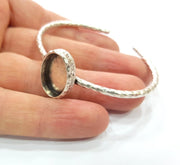 Bracelet Blank Cuff Bezel Resin Bangle inlay Blank Glass Cabochon Base Bezel Hammered Adjustable Antique Silver Bracelet (18x13mm ) G16034
