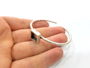 Bracelet Blank Cuff Bezel Resin Bangle inlay Blank Glass Cabochon Base Bezel Hammered Adjustable Antique Silver Bracelet (10x10mm ) G16035