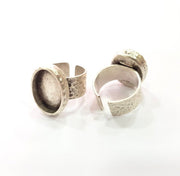 Ring Blank Setting Hammered Ring Base Bezel inlay Ring Backs Glass Cabochon Mounting Adjustable Antique Silver Plated Ring (18x13mm ) G16045