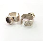 Ring Blank Setting Hammered Ring Base Bezel inlay Ring Backs Glass Cabochon Mounting Adjustable Antique Silver Plated Ring (10mm ) G16046