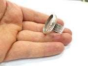 Ring Blank Setting Hammered Ring Base Bezel inlay Ring Backs Glass Cabochon Mounting Adjustable Antique Silver Plated Ring (25mm ) G16745