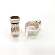 Ring Blank Setting Hammered Ring Base Bezel inlay Ring Backs Glass Cabochon Mounting Adjustable Antique Silver Plated Ring (10x8mm ) G16049