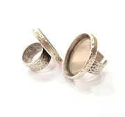 Ring Blank Setting Hammered Ring Base Bezel inlay Ring Backs Glass Cabochon Mounting Adjustable Antique Silver Plated Ring (30x22mm ) G16050