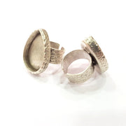 Ring Blank Setting Hammered Ring Base Bezel inlay Ring Backs Glass Cabochon Mounting Adjustable Antique Silver Plated Ring (25x18mm ) G16051
