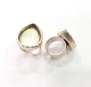 Ring Blank Setting Hammered Ring Base Bezel inlay Ring Backs Glass Cabochon Mounting Adjustable Antique Silver Plated Ring (25x18mm ) G16051