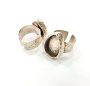 Ring Blank Setting Hammered Ring Base Bezel inlay Ring Backs Glass Cabochon Mounting Adjustable Antique Silver Plated Ring (18x13mm ) G16060