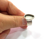 Ring Blank Setting Hammered Ring Base Bezel inlay Ring Backs Glass Cabochon Mounting Adjustable Antique Silver Plated Ring (18x13mm ) G16060