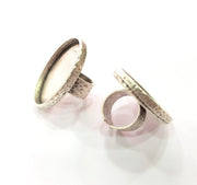 Ring Blank Setting Hammered Ring Base Bezel inlay Ring Backs Glass Cabochon Mounting Adjustable Antique Silver Plated Ring (40x30mm ) G16061