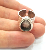 Ring Blank Setting Hammered Ring Base Bezel inlay Ring Backs Glass Cabochon Mounting Adjustable Antique Silver Plated Ring (14x10mm ) G16063